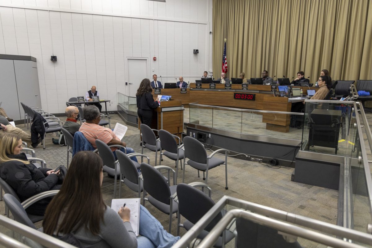 Council members listen to Transportation Director Darian Nagle-Gamm during the Iowa City Council meeting on Tuesday, Dec. 10, 2024 at City Hall.