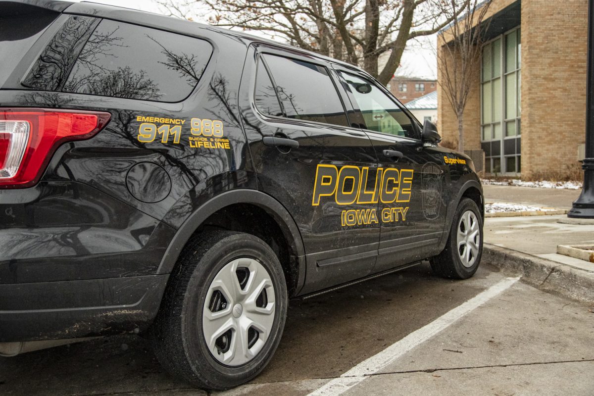 An Iowa City Police car is seen in Iowa City on Wednesday, Nov, 16. 2022. Johnson County and Iowa City are exploring the potential of a joint law enforcement facility.