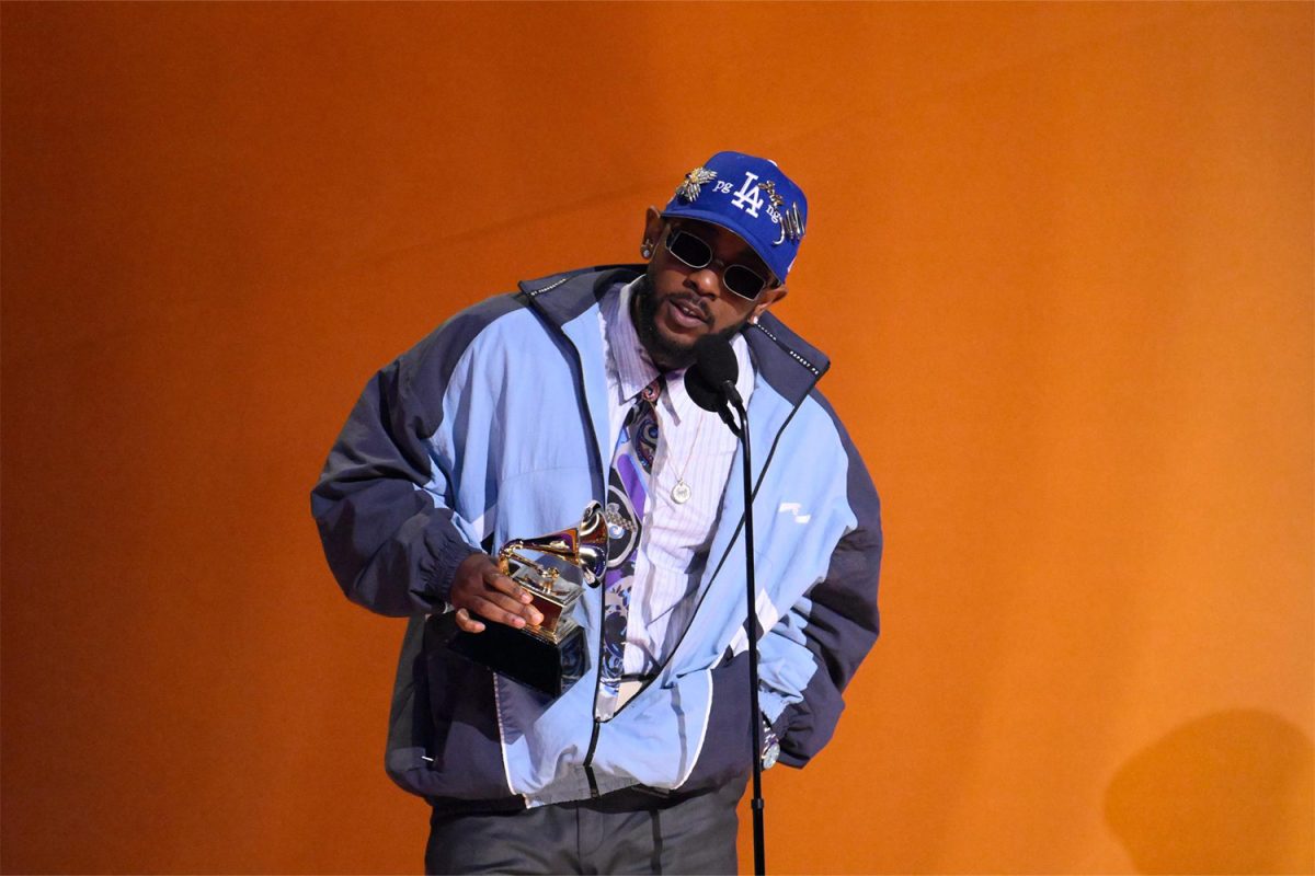 Kendrick Lamar accepts the award for best rap album for “Mr. Morale & The Big Steppers during the 65th Annual Grammy Awards at Crypto.com Arena in Los Angeles on Sunday, Feb. 5, 2023.