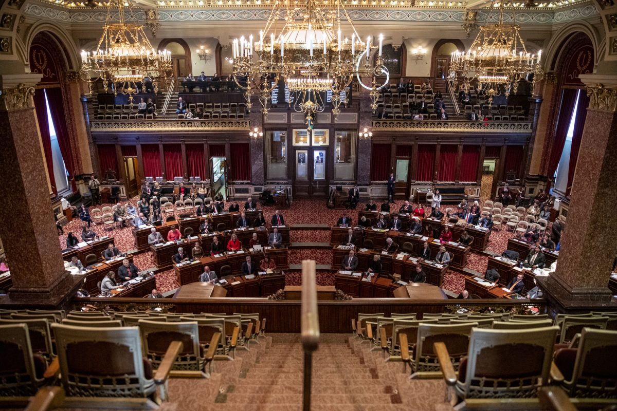 Members of the Senate meet during the first day of the 2025 Iowa legislative session at the Iowa State Capitol in Des Moines on Monday, Jan. 13, 2025.