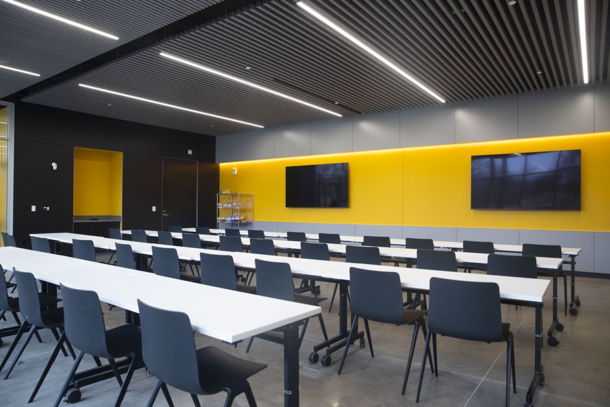 The Nagle-Duda Gymnastic and Spirit Squads Training Center is seen on Jan. 31, 2025. The center is located off of Prairie Meadow Drive, south of Hawkeye Tennis and Recreation Complex. The practice facility provides a Marley dance floor, cheer mats, a sound system and more.