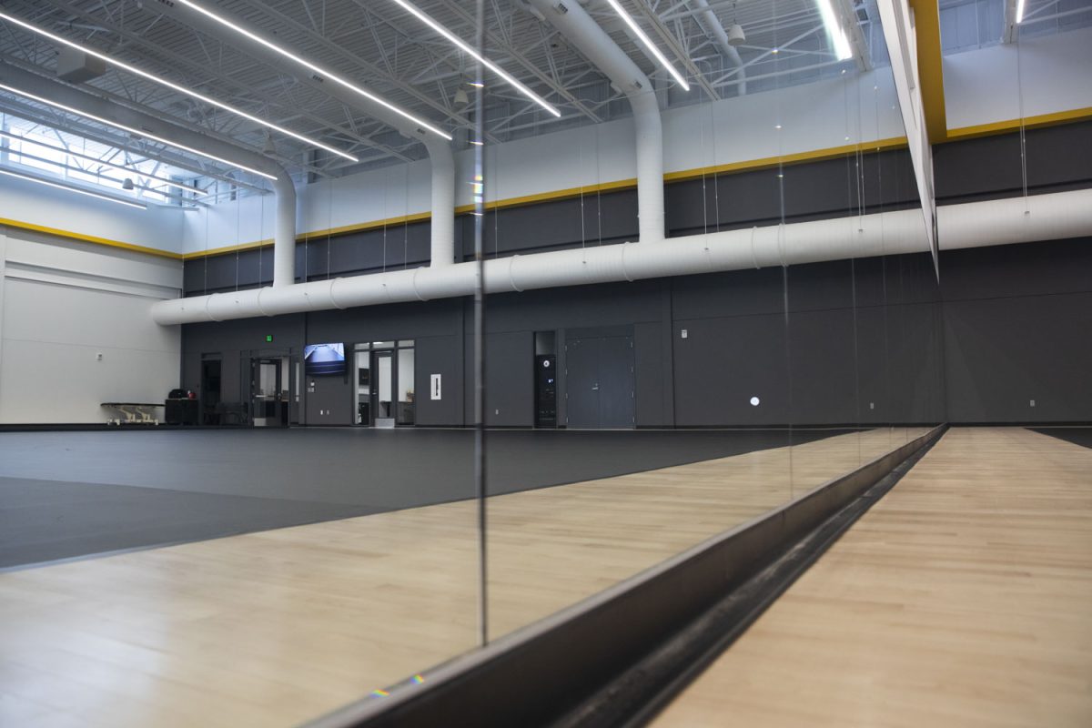 The Nagle-Duda Gymnastic and Spirit Squads Training Center is seen on Jan. 31, 2025. The center is located off of Prairie Meadow Drive, south of Hawkeye Tennis and Recreation Complex. The practice facility provides a Marley dance floor, cheer mats, a sound system and more.