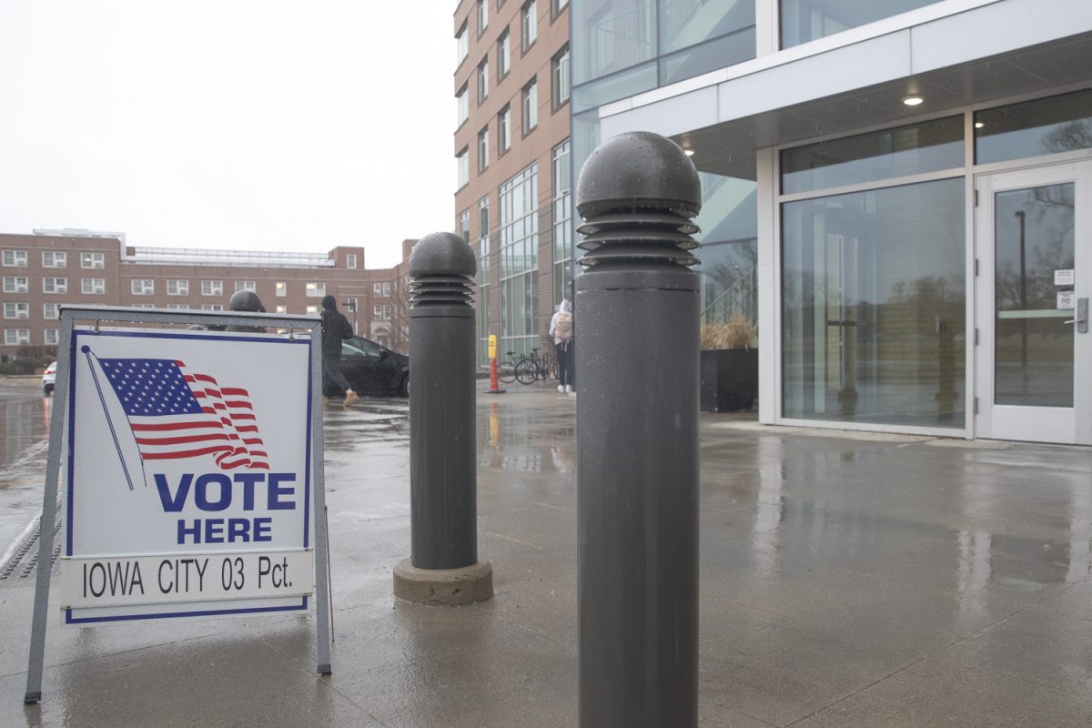 at the Petersen Residence Hall voting station during the Iowa City special election on Tuesday, Mar. 4, 2025.