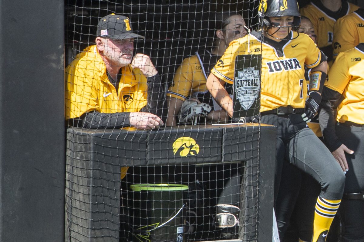 Iowa Interim Head Coach Brian Levin watches a softball game on March 3, 2024.