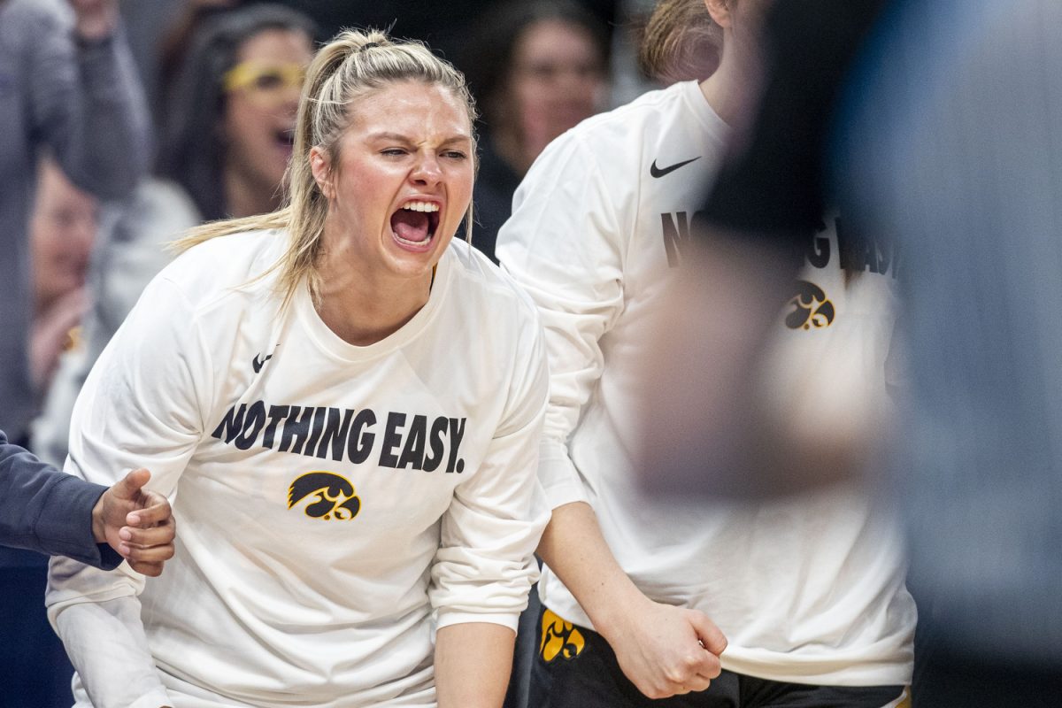 during a basketball game between No. 11 Iowa and No. 3 Ohio State at the TIAA Big Ten Women’s Basketball Tournament at Gainbridge Fieldhouse in Indianapolis, Ind. on Friday, March 7, 2025. 