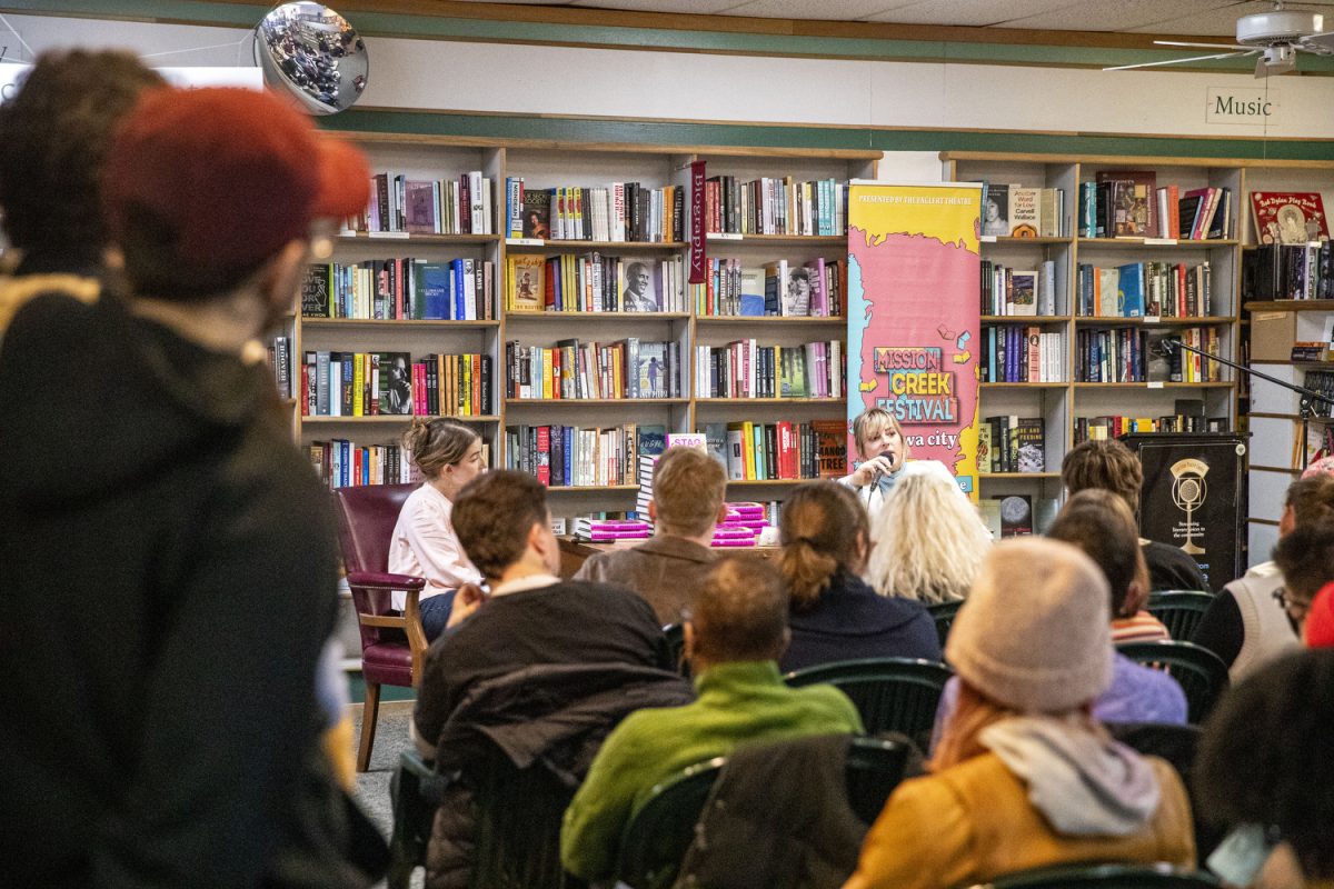 Bestselling author Torrey Peters speaks at Prairie Lights in downtown Iowa City on Saturday, April 5, 2025. Peters answered questions and spoke on her past works as well as her newest work “Stag Dance: A Novel and Stories.”