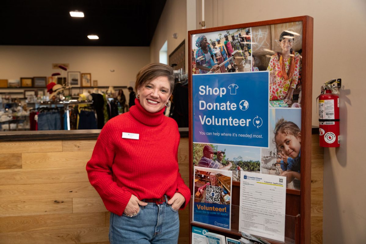 Amy Hospodarsky poses for a photo at Crowded Closet in Iowa City on Monday, Oct. 27, 2025. Hospodarsky is running from Iowa City Council this upcoming election, and has worked as director at the Crowded Closet for the past year because “It’s a mesh of all the causes I’m interested in.”