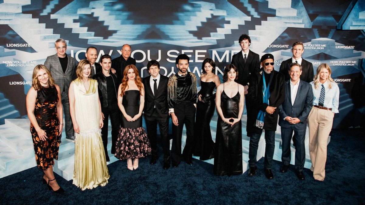 The cast and crew of the new film 'Now You See Me: Now You Don't' pose as they attend its premiere in Manhattan in New York City, U.S., November 10, 2025. REUTERS/Eduardo Munoz
