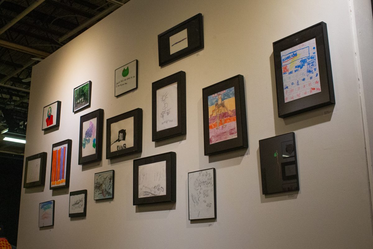 A wall of art made by the artists of ArtiFactory for the November gallery on Friday, Nov. 14, 2025. ArtiFactory’s mission is to provide a fun environment for adults with disabilities to learn and create art.