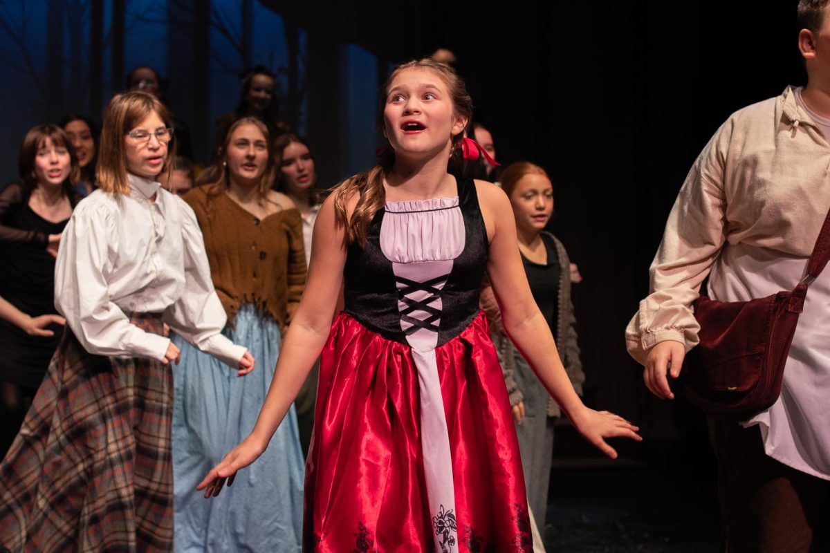 Students at Nolte Academy, a dance and theater school in Coralville, perform on opening night of "Into the Woods Jr." at The James Theatre in Iowa City, Iowa, on Thursday, Nov. 20, 2025. 