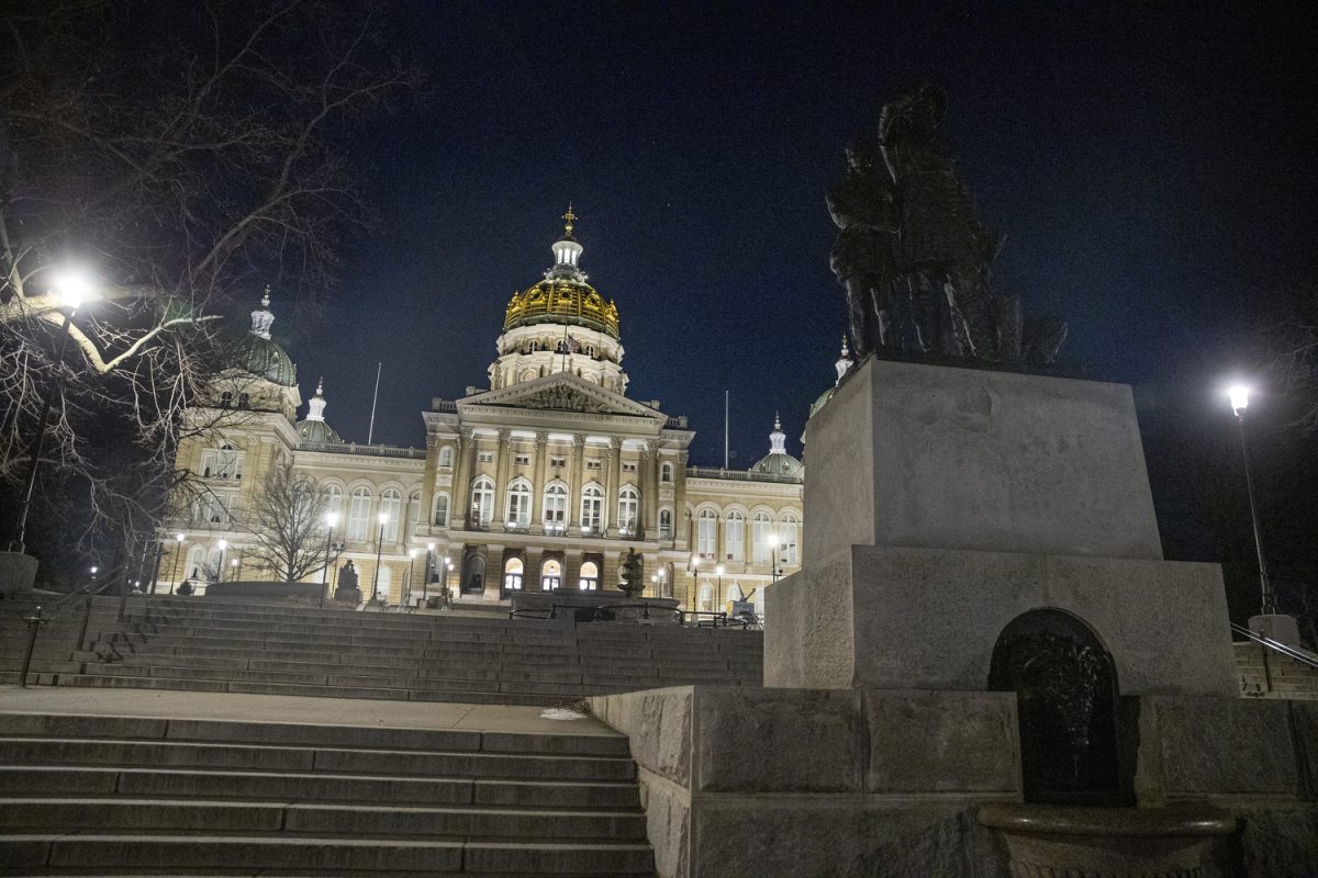 The Iowa State Capitol as seen following the Condition of the State address in Des Moines on Tuesday, Jan. 14, 2025.