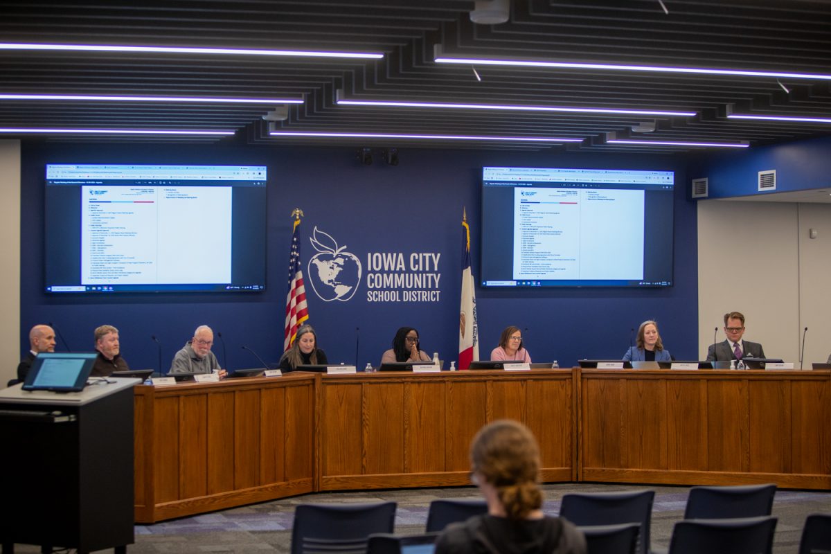 The Board votes online for approvals to requested projects. The Iowa City Community School District met for a final time this year on Tuesday, Dec. 9, 2025.
