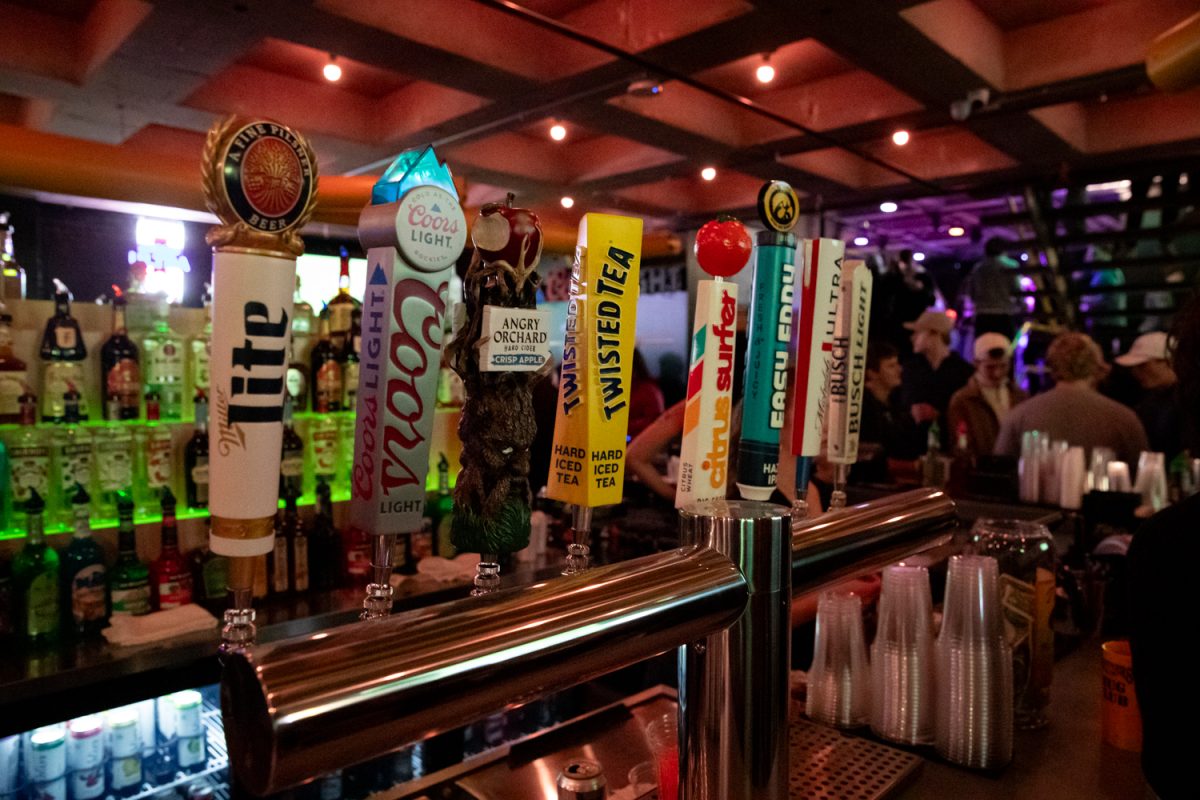 Beers on tap are seen in Fieldhouse Bar & Grill in Iowa City on Thursday, Nov. 6, 2025. 