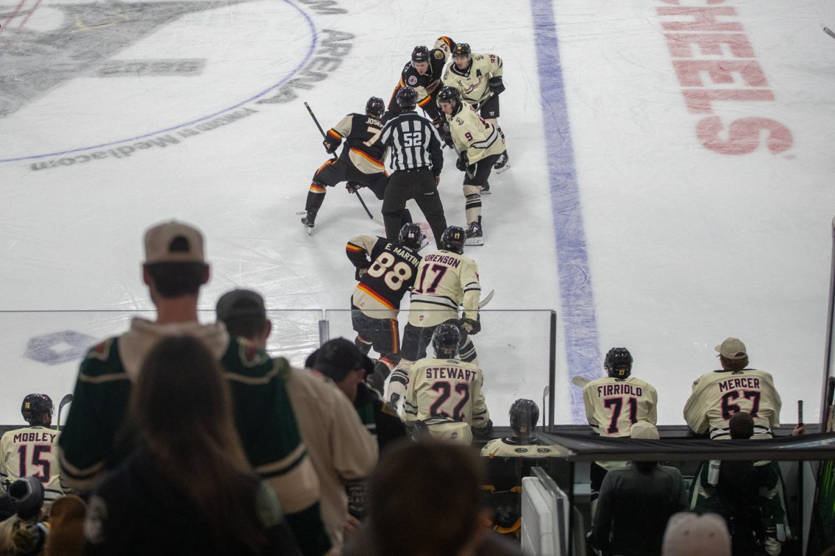 The Iowa Heartlanders play against the Indy Fuel on Saturday, Jan. 31, 2026, at the Xtream Arena in Coralville, Iowa. The Fuel defeated the Heartlanders in an overtime shootout, 3-2.