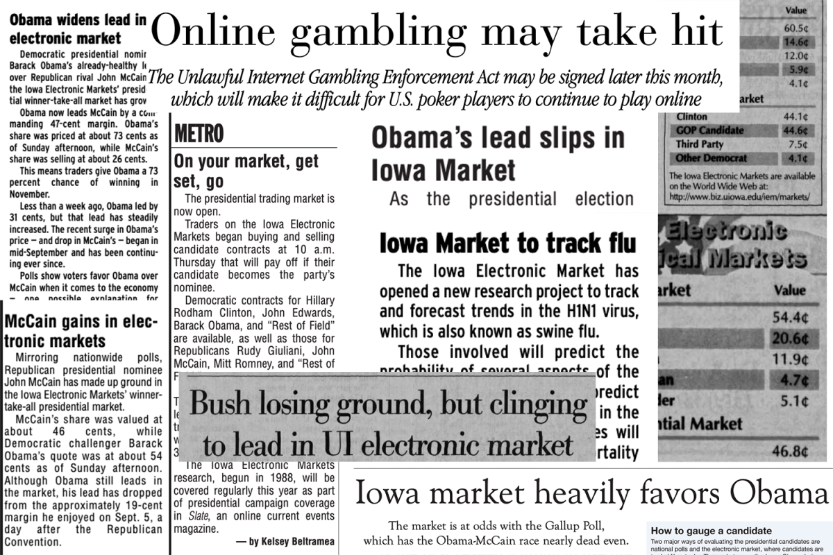 Clippings from the Daily Iowan archives about the IEM market.