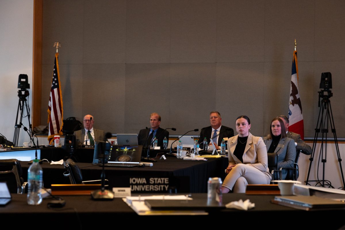 The Iowa Board of Regents begins open session at the Levitt Center for University Management in Iowa City, Iowa, on Wednesday, Feb. 25, 2026. The board has overseen the University of Northern Iowa, Iowa State University, and the University of Iowa since 1909. (Liz Sleper/The Daily Iowan)