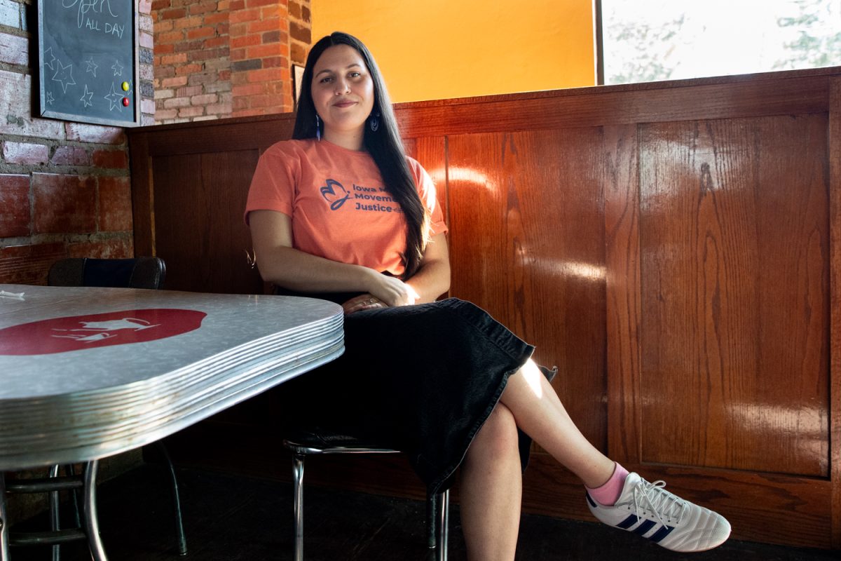 Elena Casillas-Hoffman poses for a portrait in Des Moines, IA, on Saturday, Feb. 28, 2026. Casillas-Hoffman is a communications specialist for Iowa Migrant Movement for Justice, a statewide, membership-based legal service and advocacy organization driven and led by immigrant and refugee voices united with allies. (Ethan McLaughlin/The Daily Iowan).