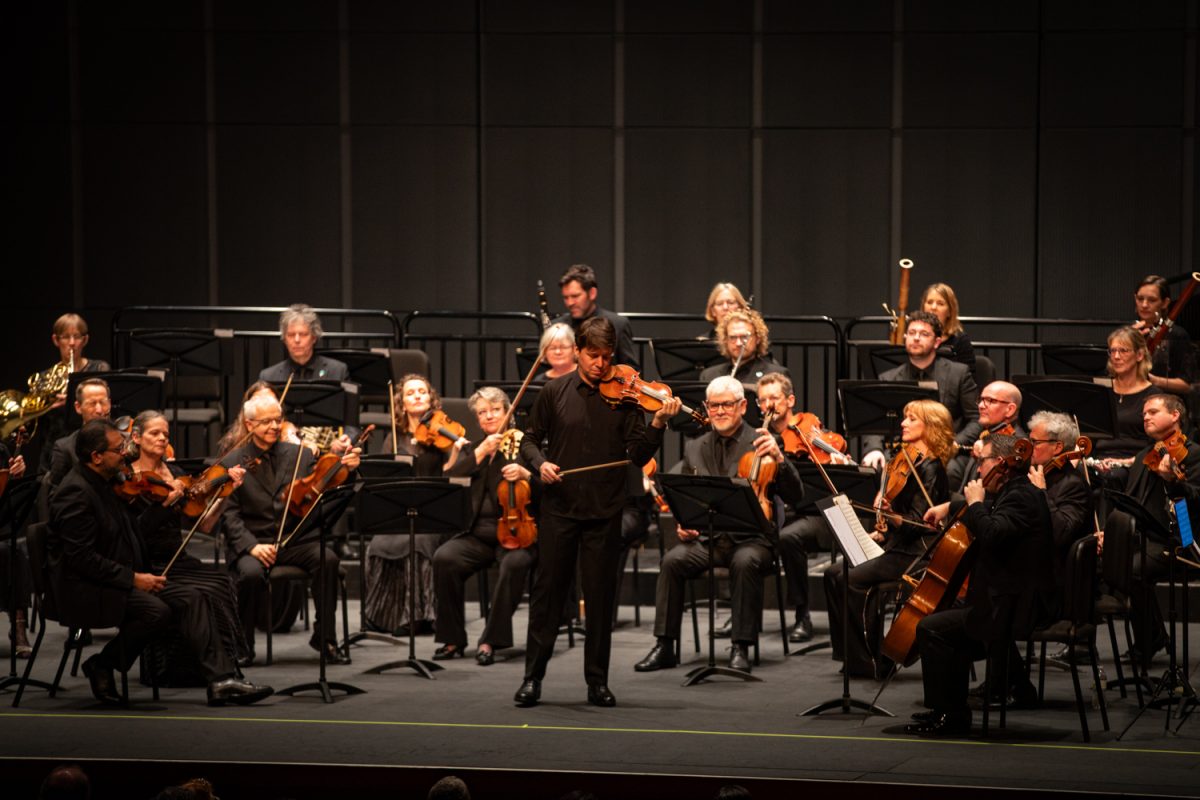Joshua Bell performs with The Academy of St Martin in the Fields on Wednesday, March 11th, 2026. Bell is a violinist as well as the music director for the ensemble. (Sarah Hughes / The Daily Iowan)