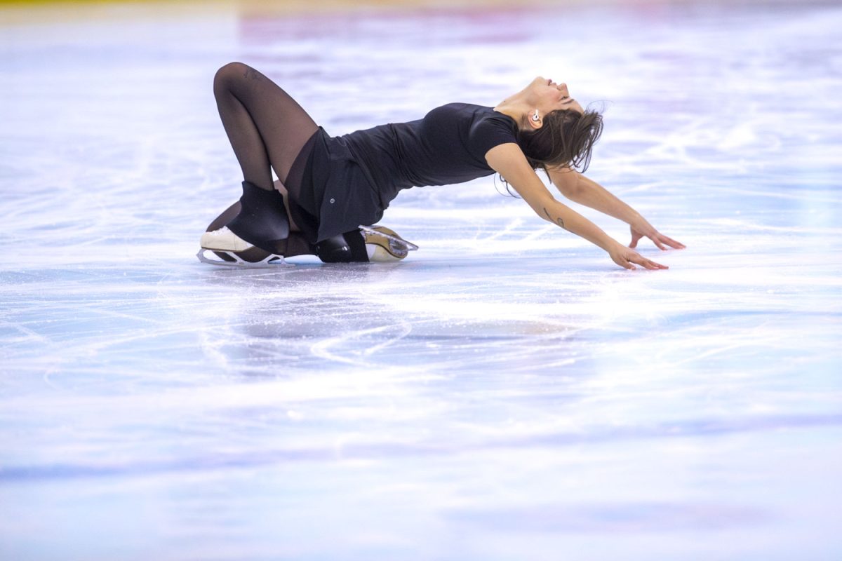 Members of the Iowa Figure Skating Club practice at the BODYARMOR Ice Rink at the Coral Ridge Mall in Coralville, IA on Tuesday, March 24, 2026.