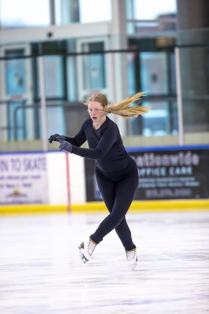 Members of the Iowa Figure Skating Club practice at the BODYARMOR Ice Rink at the Coral Ridge Mall in Coralville, Iowa on Tuesday, March 24, 2026.