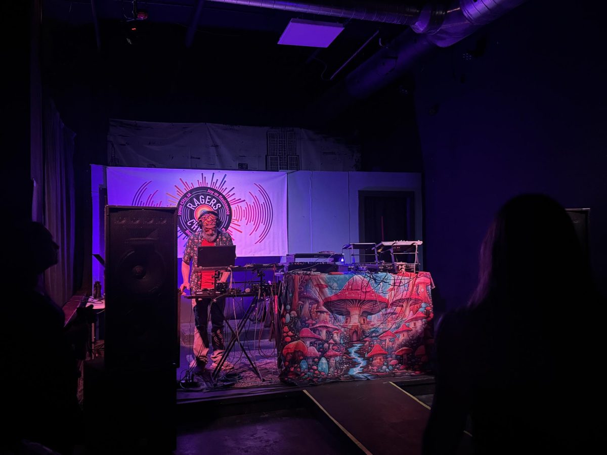 Iowa City DJ Jack Morgan performs for the Trans Visibility dance party held by nonprofit Ragers for Charity at the Willow Creek Theatre on Friday, March 27, 2026. Proceeds from the event will go to Trans Mutual Aid and Lavender Legal.