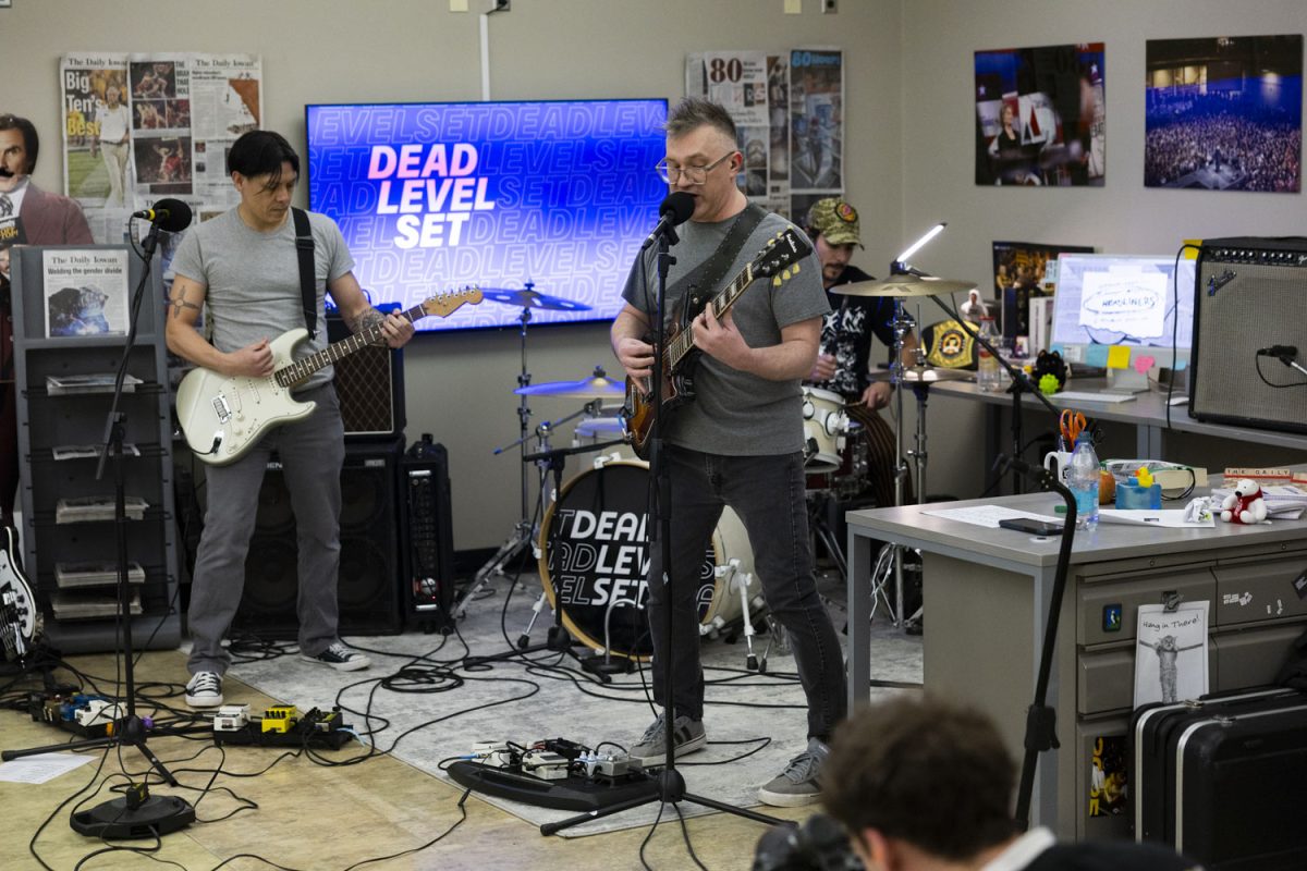 Dead Level Set performs during Headliners at the Daily Iowan Newsroom in the Adler Journalism Building in Iowa City, Iowa on Feb. 27, 2026.