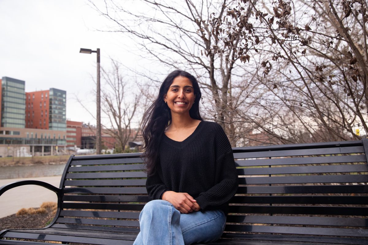 Avishma Muthyapu poses for a portrait in Iowa City on Thursday, March 26, 2026. Muthyapu is a co-founder for the lung cancer initiative with Amya Saxena.  (Travis Crabb / The Daily Iowan)
