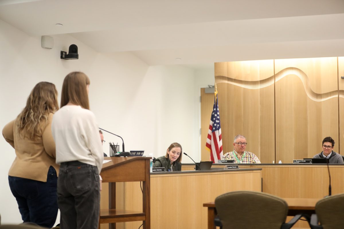 Guest speakers talk to the Board of Supervisors during the Johnson County formal meeting on Thursday, April 2, 2026. The Johnson County Board of Supervisors hold a weekly meeting every Thursday at 9am or occasionally 5:30pm. (Patrick Murphy/The Daily Iowan.