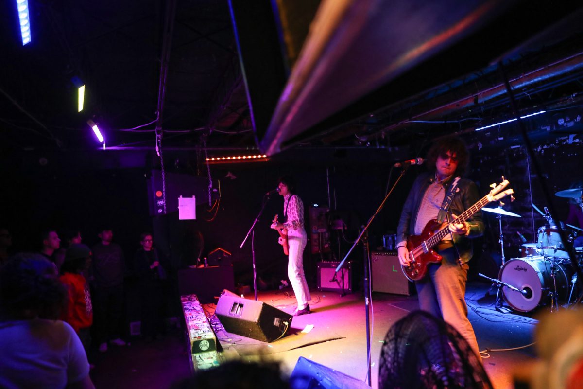 The band Sharp Pins performs at Gabe’s in Iowa City on Saturday, April 4 2026. The performance is part of the Stop/Time Festival, a music and literary festival in its inaugural year in Iowa City. (Ava Neumaier / The Daily Iowan)