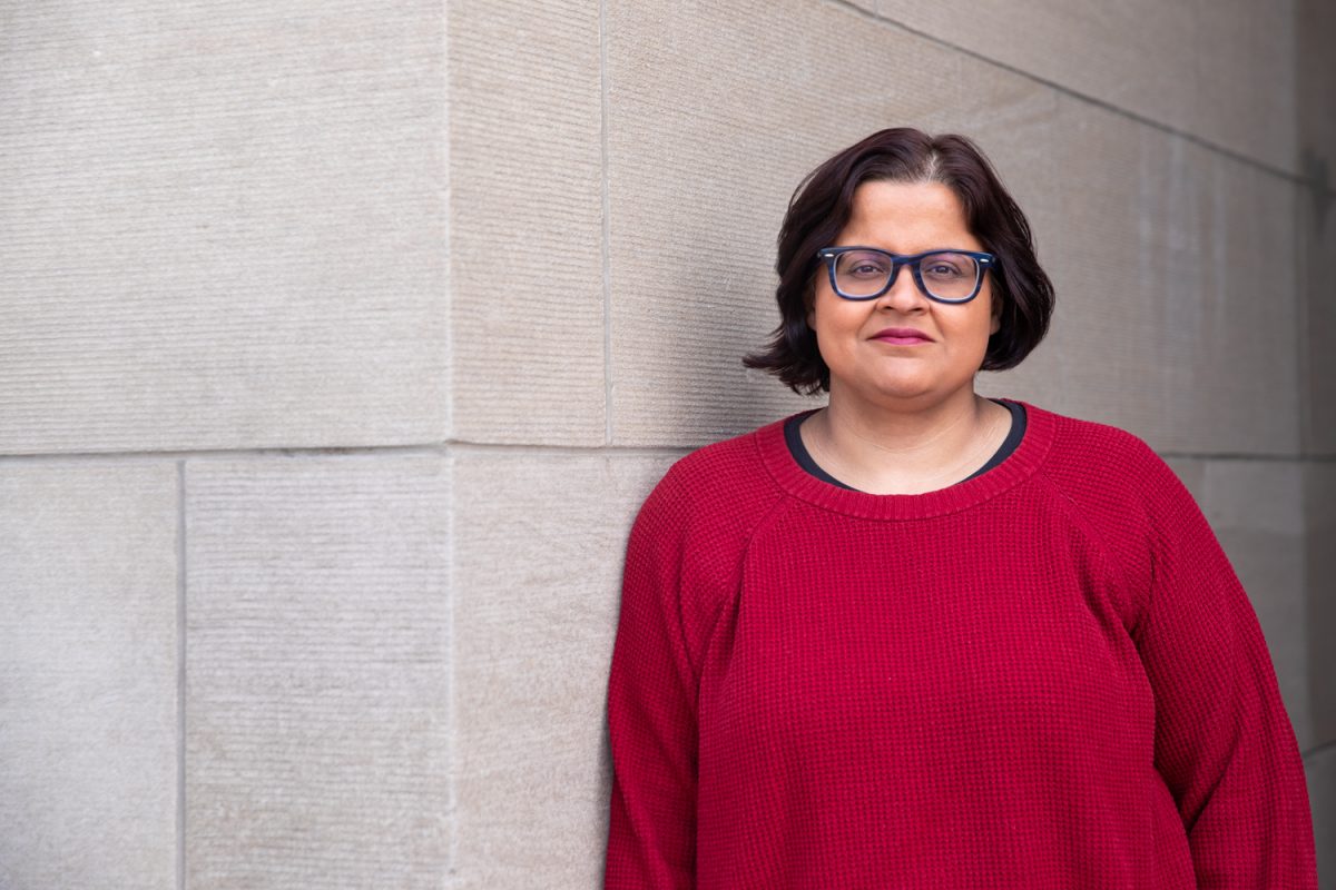 Dr. Fatima Toor poses for a portrait inside the University of Iowa Seamans Center in Iowa City, IA, on Monday, April 6. Toor, the UI engineering professor, was recently selected for the 2026 class of Senior Members of the National Academy of Inventors. (Ethan McLaughlin/The Daily Iowan)