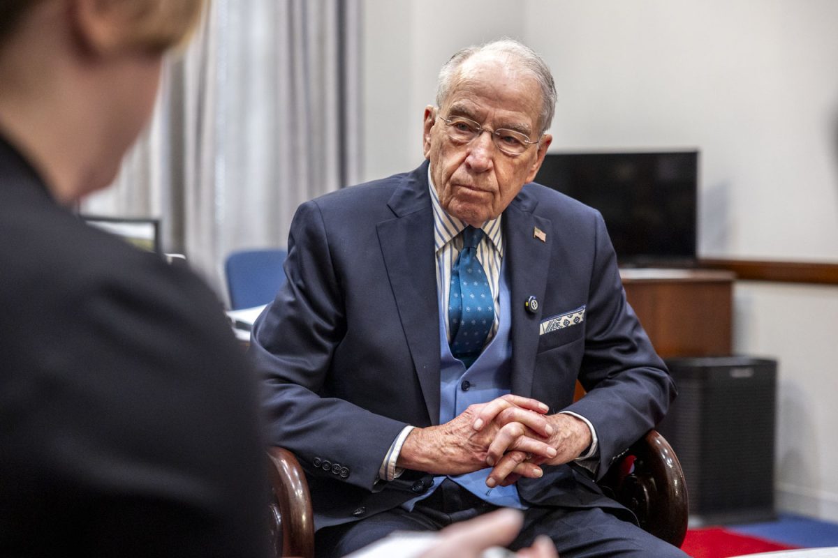 U.S. Sen. Chuck Grassley speaks during an interview with The Daily Iowan in his office in the Hart Senate Office Building in Washington DC on Wednesday, April 15, 2026.
