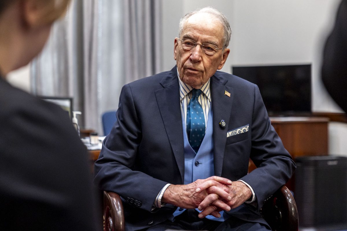 U.S. Sen. Chuck Grassley speaks during an interview with The Daily Iowan in his office in the Hart Senate Office Building in Washington DC on Wednesday, April 15, 2026.