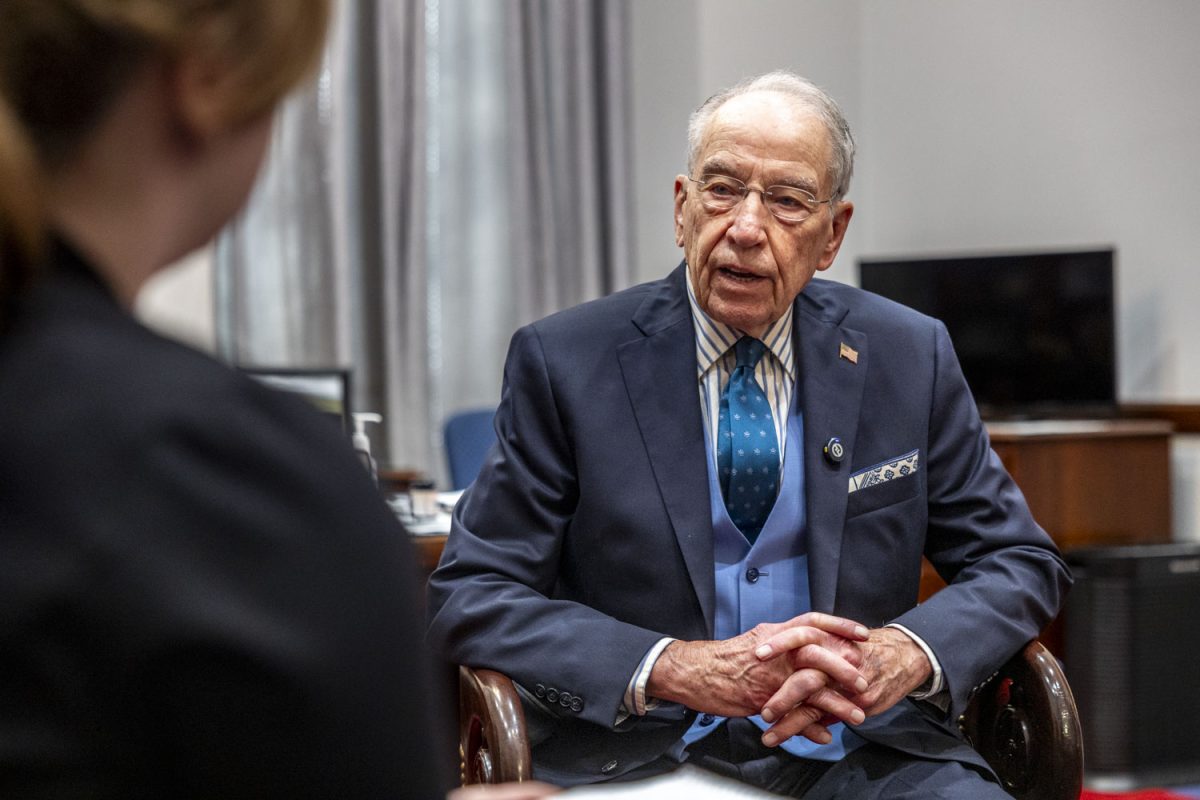 U.S. Sen. Chuck Grassley speaks during an interview with The Daily Iowan in his office in the Hart Senate Office Building in Washington DC on Wednesday, April 15, 2026.