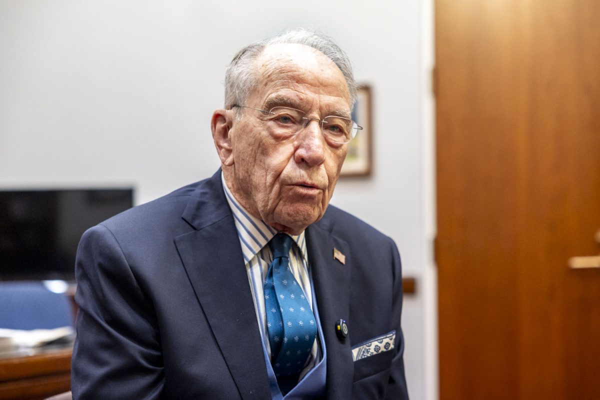 U.S. Sen. Chuck Grassley speaks during an interview with The Daily Iowan in his office in the Hart Senate Office Building in Washington DC on Wednesday, April 15, 2026.