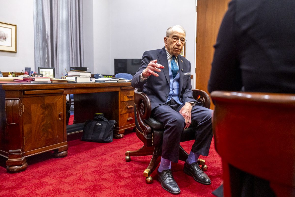 U.S. Sen. Chuck Grassley speaks during an interview with The Daily Iowan in his office in the Hart Senate Office Building in Washington DC on Wednesday, April 15, 2026.