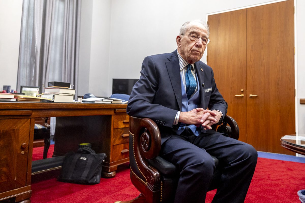 U.S. Sen. Chuck Grassley speaks during an interview with The Daily Iowan in his office in the Hart Senate Office Building in Washington DC on Wednesday, April 15, 2026.