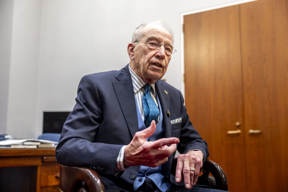 U.S. Sen. Chuck Grassley speaks during an interview with The Daily Iowan in his office in the Hart Senate Office Building in Washington DC on Wednesday, April 15, 2026.