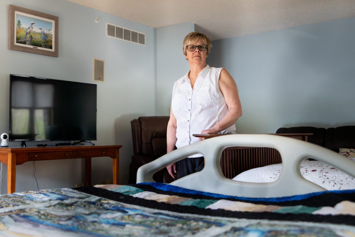 Jana Michael poses for a portrait at Bird House Hospice Home in Iowa City on Thursday, April 23, 2026. The Johnson County-based hospice center celebrated 10 years of business in 2026. (Ethan McLaughlin/The Daily Iowan)