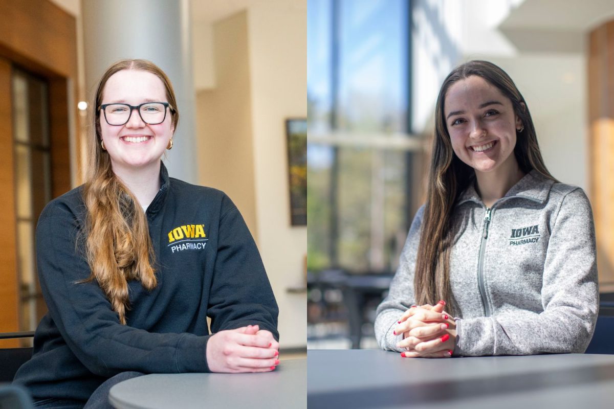 (Left) Isabele Raveling poses for a portrait in the College of Pharmacy building on Thursday, April 30, 2026. Raveling is one of the co-leaders of the Pharmacy First Generation Network. (Right) Katlyn Zawojski poses for a portrait in the College of Pharmacy building pn Wednesday, April 29, 2026. Zawojski is one of the co-leaders of the Pharmacy First Generation Network. 