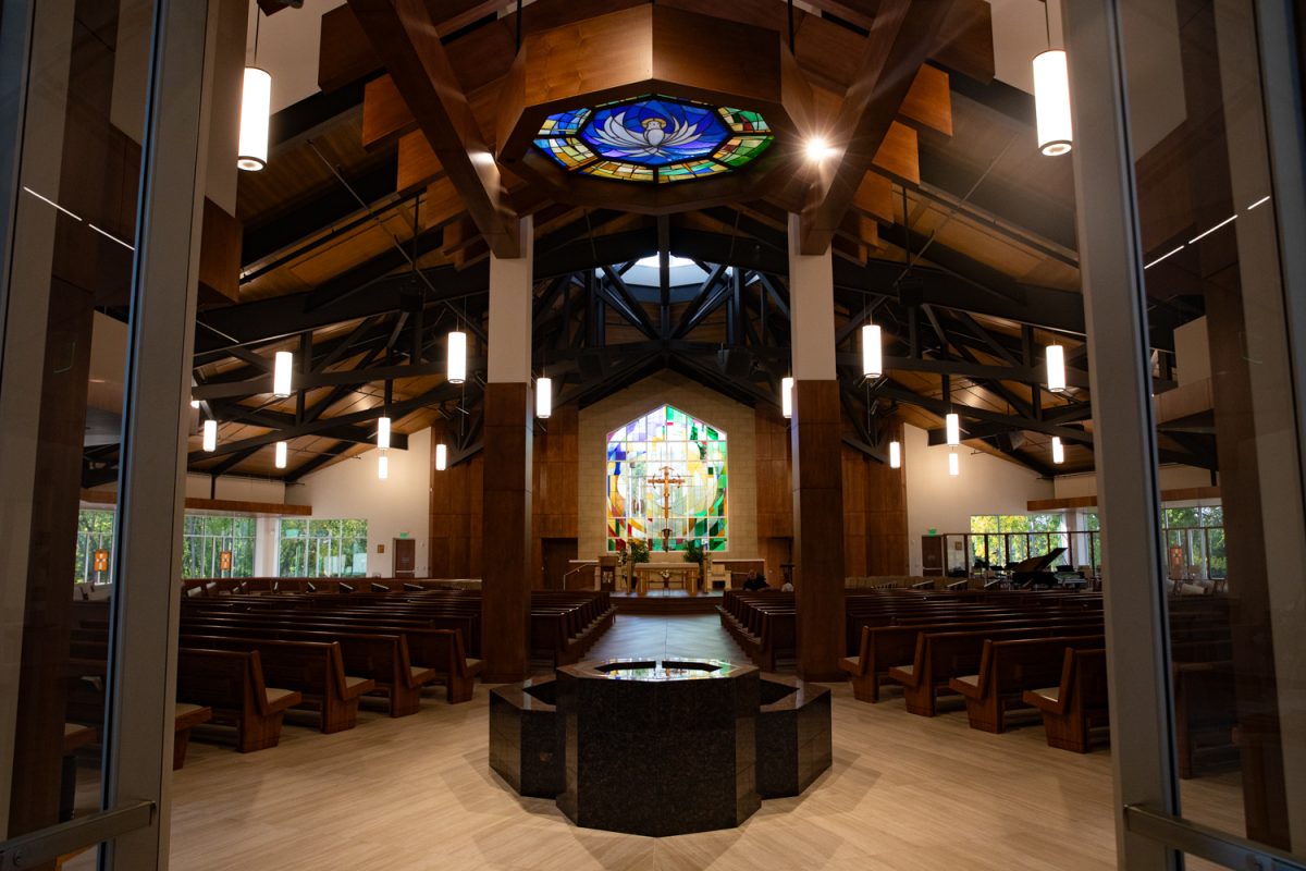 Saint Thomas More Church is seen in Coralville on Sept. 11, 2025.