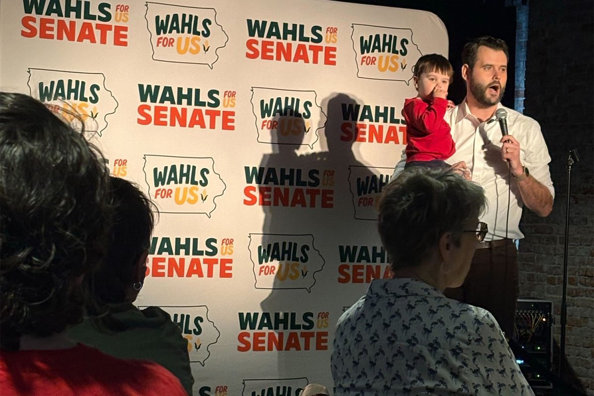 Iowa Sen. Zach Wahls, D-Coralville, speaks at ReUnion Brewery in Iowa City on Tuesday, April 14. Wahls is running for a seat in the U.S. House of Representatives.