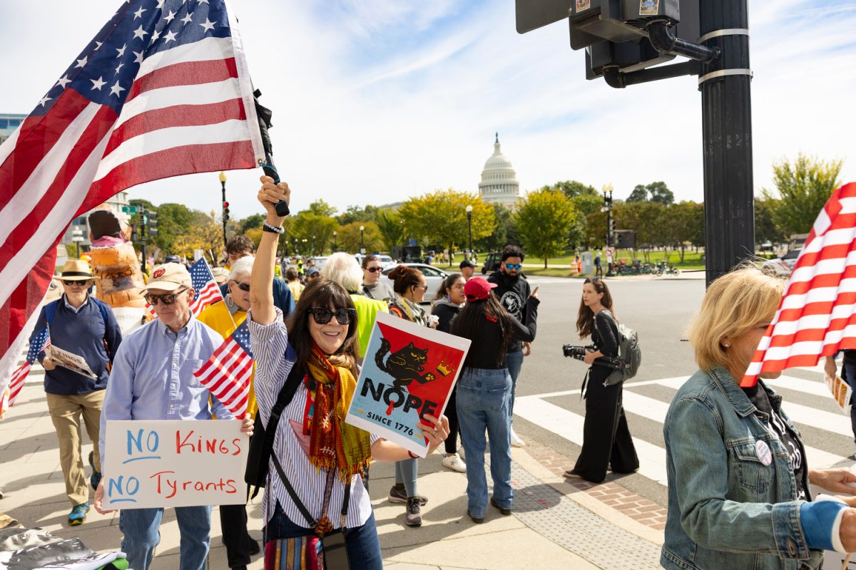 A “No Kings” demonstration takes place in front of the U.S. Capitol in Washington, D.C. on Oct. 18, 2025. 