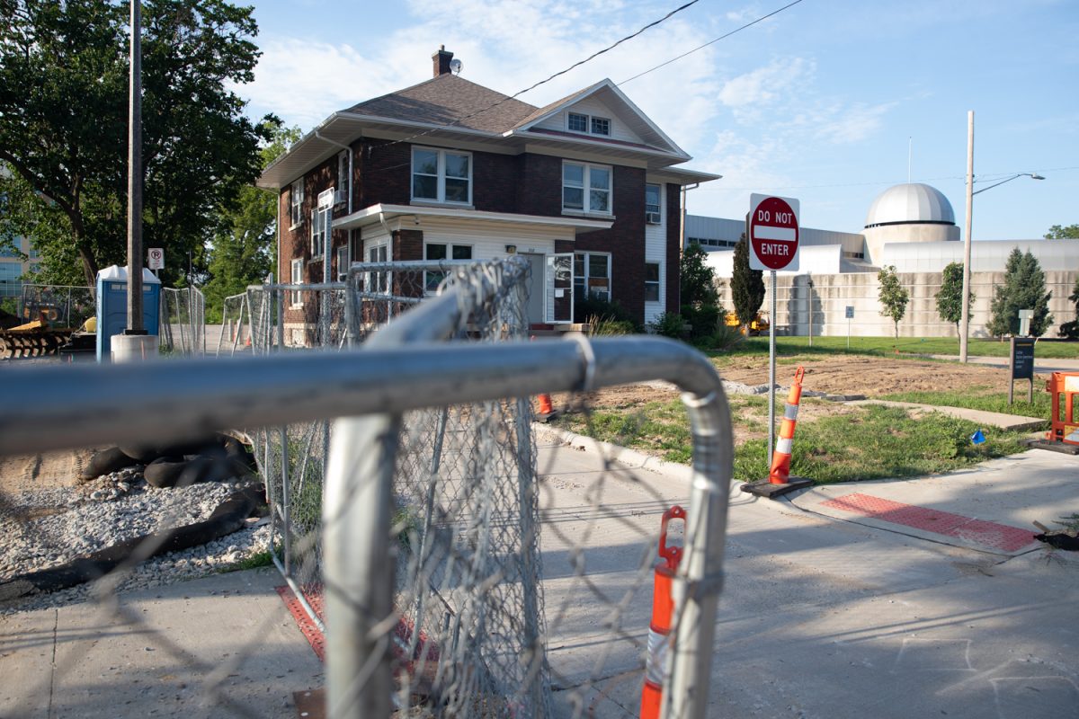 The Latino Native American Cultural Center is seen in Iowa City on Wednesday, July 8, 2026. The LNACC is scheduled for demolition to make way for the Burlington Street Bridge Project. Members are adamant the tentative displacement be halted. (Ava Neumaier / The Daily Iowan)